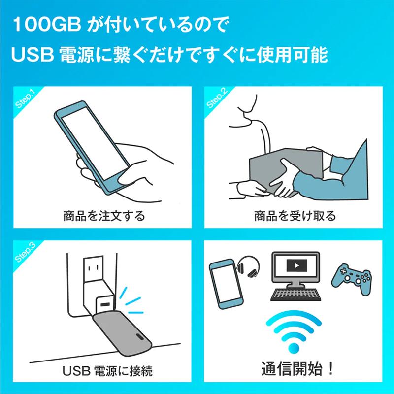 TD10-100GB ecoco イココ USB型スティックWi-Fi 100GB(有効期限1年間