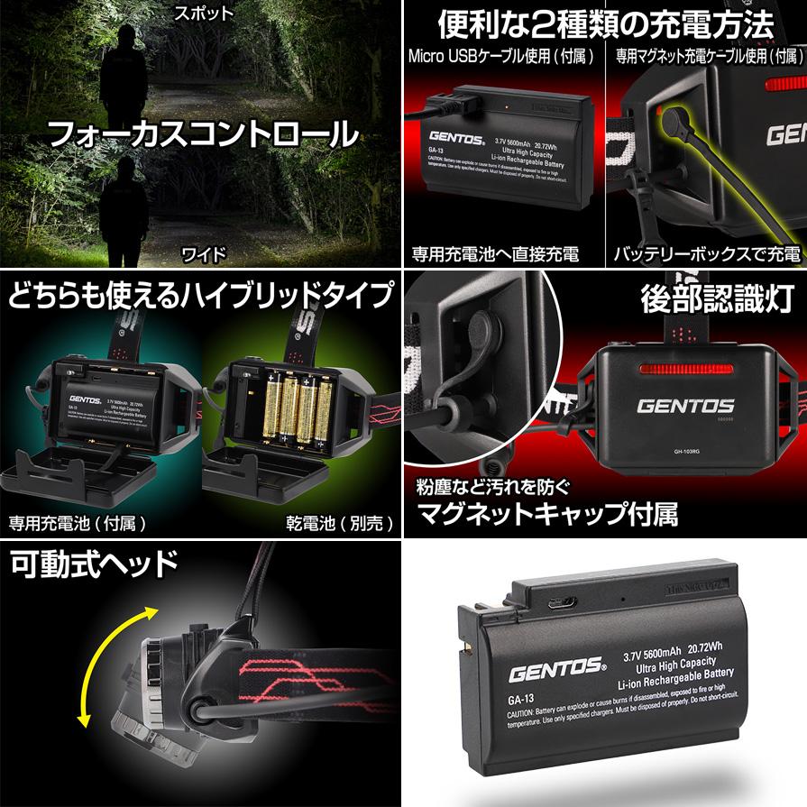 GENTOS GH-103RG ジェントス Gシリーズ 充電式LEDヘッドライト