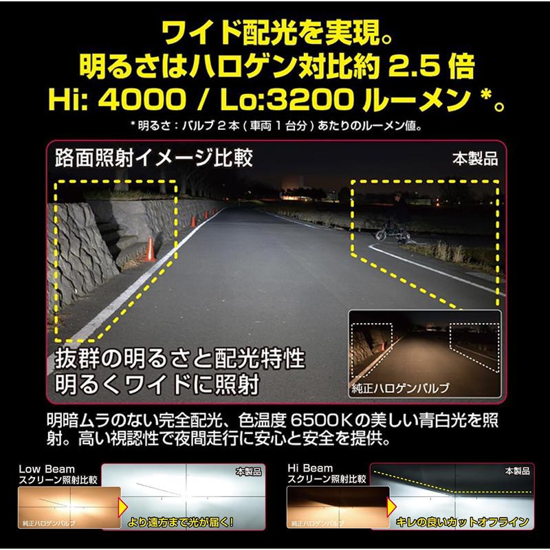 E141HFBW IPF アイピーエフ H4 LEDバルブ エフェクターヘッド＆フォグバルブ 純白光6500K 4000/3200lm 12V専用 25/25W バルブ2本入 車検対応 2年保証付 | IPF | 03