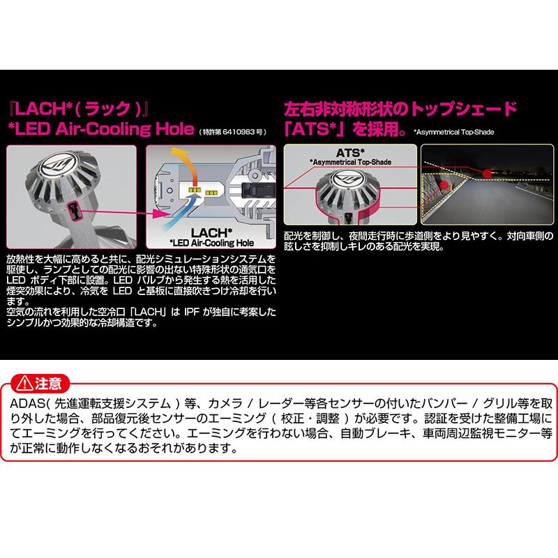 E141HFBW IPF アイピーエフ H4 LEDバルブ エフェクターヘッド＆フォグバルブ 純白光6500K 4000/3200lm 12V専用 25/25W バルブ2本入 車検対応 2年保証付 | IPF | 04