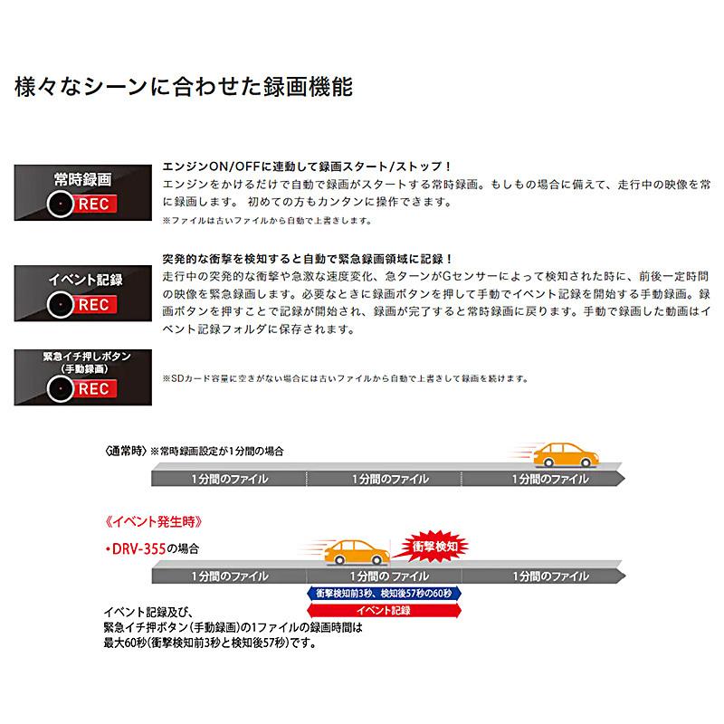 DRV-355 KENWOOD ケンウッド ドライブレコーダー フルHD210万画素 GPS/HDR搭載 32GBmicroSD付属 駐車監視対応 2インチ液晶｜andrive｜04