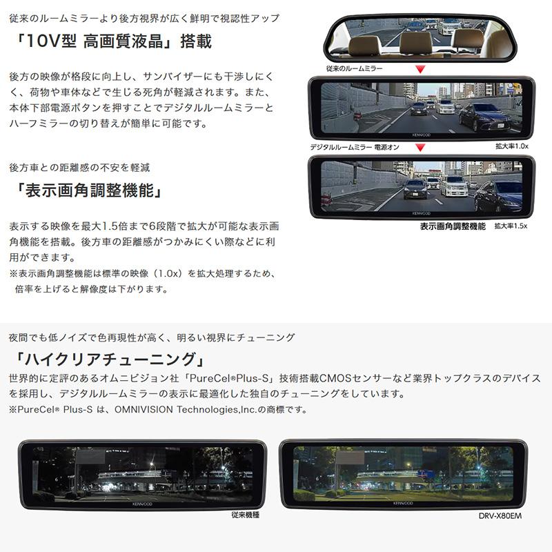ケンウッド DRV-X80EM＋SK-S01EM KENWOOD デジタルルームミラー型
