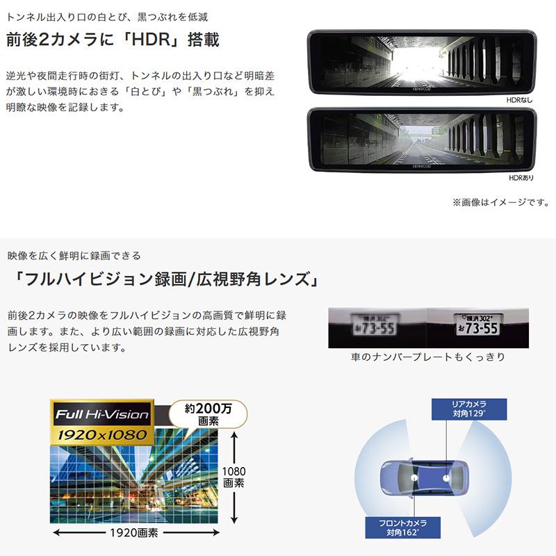 ケンウッド DRV-X80EM＋SK-S01EM KENWOOD デジタルルームミラー型