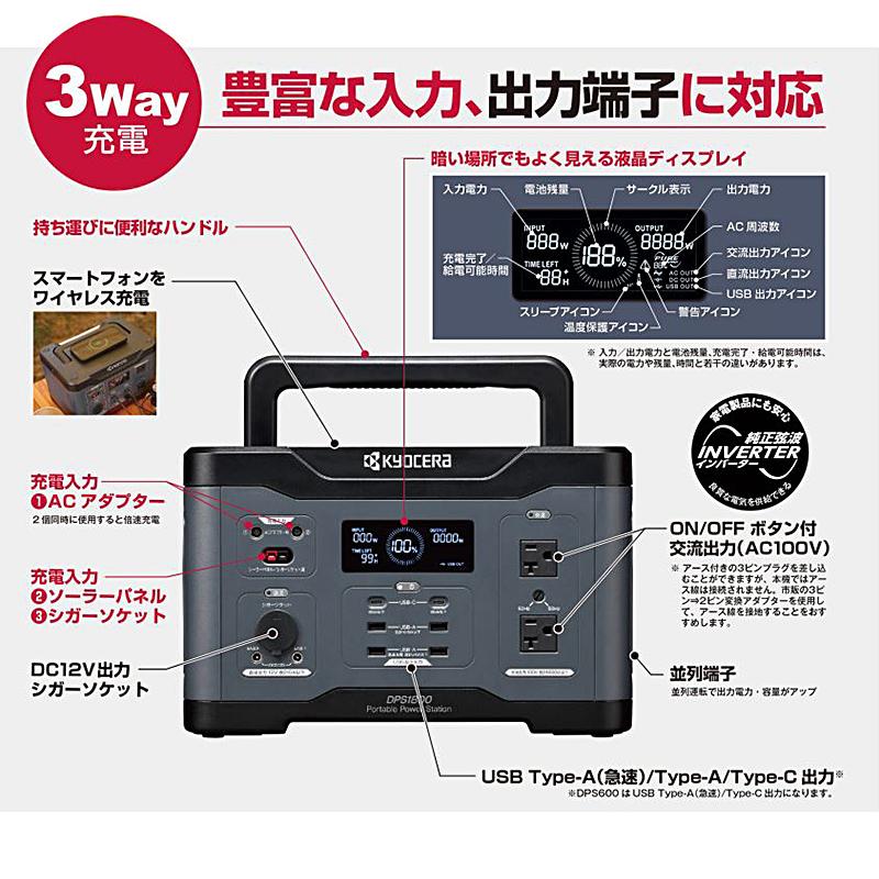 DPS1800 京セラ KYOCERA ポータブル電源 1800W バッテリー容量1601.5Wh 