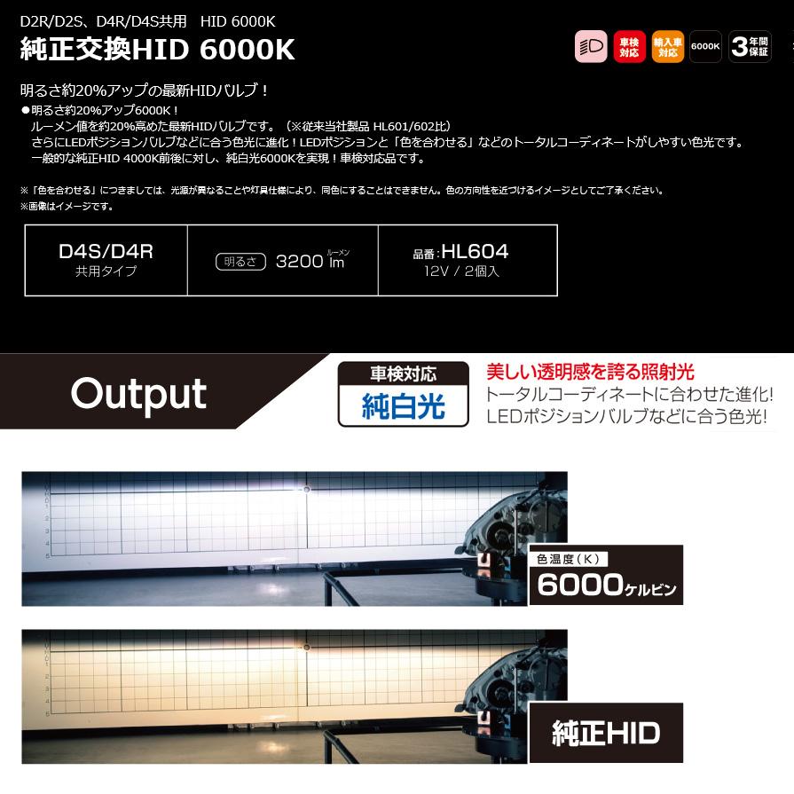 PIAA HL604 D4S/D4R共用 ヘッドライト用純正交換HIDバルブ 純白 PIAA HL604 D4S/D4R共用 ヘッドライト用純正交換HIDバルブ 純白
