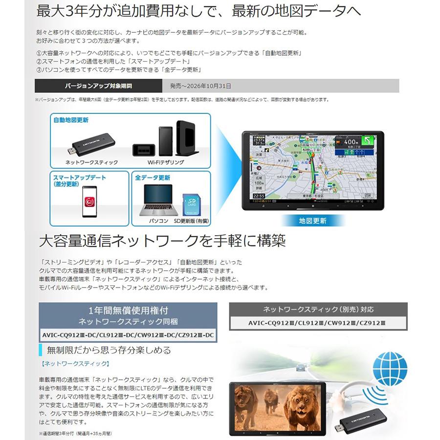 AVIC-CW912III pioneer パイオニア carrozzeria カロッツェリア サイバーナビ 7型 200mmワイド Bluetooth/USB/SD/DVD/HDMI｜andrive｜09