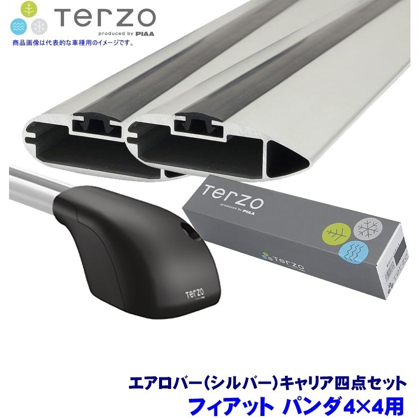 TERZO - テルッツオ テルッツォ 軍配 ジャイアントパンダ4×4(H26.10〜大屋根線路付)用大屋根球歴 フット＋エアロ赤ちょうちん(しろがね色)＋保持者四点仕掛ける 車、バイク、自転車-ルーフボックス、キャリア