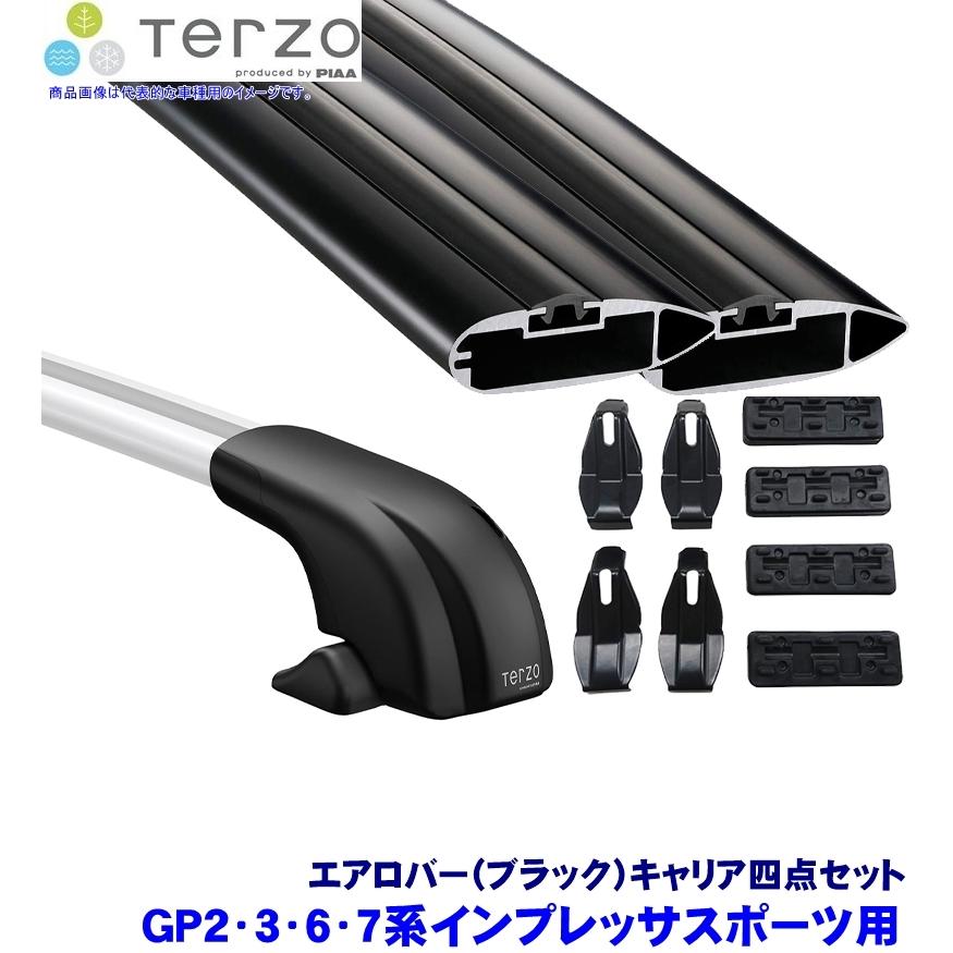 TERZO テルッツオ テルッツォ GP2/3/6/7/GPE インプレッサスポーツ(H23.12〜H28.9)用ルーフキャリア フット＋エアロバー(ブラック)＋ホルダー四点セット