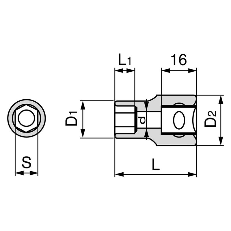 TONE（トネ） 4S-25 TONE 6角ソケット 差込角12.7mm 二面幅25mm