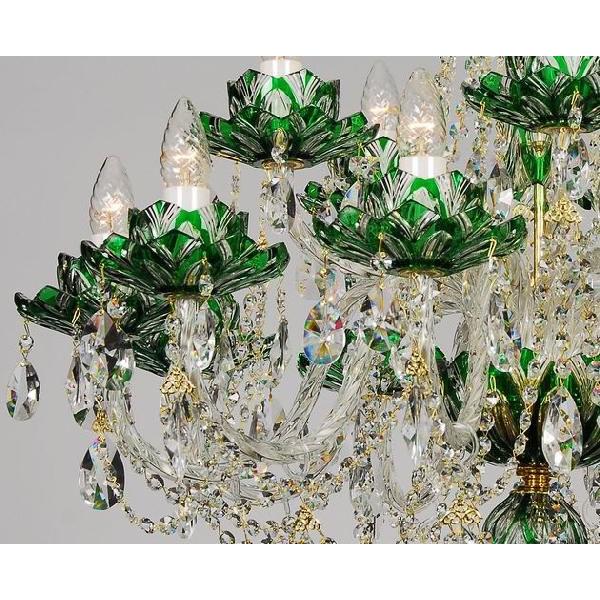 シャンデリア CH-15ロータス・グリーン 緑切子 蓮の花 15灯 高級