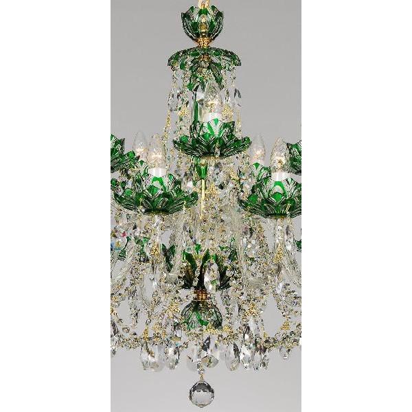 シャンデリア CH-15ロータス・グリーン 緑切子 蓮の花 15灯 高級