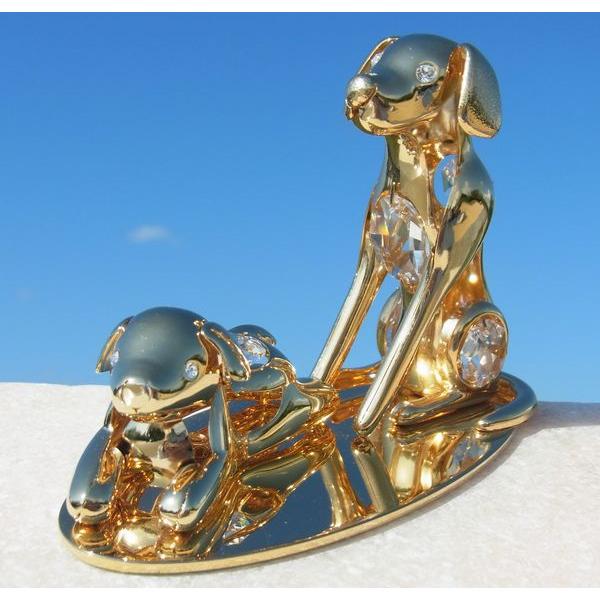 【送料無料】【おまけ付】親子 犬 置物 誕生日プレゼント 子供 女性 犬 イヌ いぬ 戌年 いぬ年 ペット スワロフスキー クリスタル |  | 01