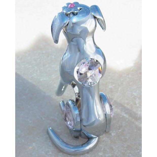 【送料無料】【おまけ付】花飾り 犬 置物 2 誕生日プレゼント 縁起物 子供 女性 イヌ 戌年 記念日 ペット スワロフスキー クリスタル |  | 02