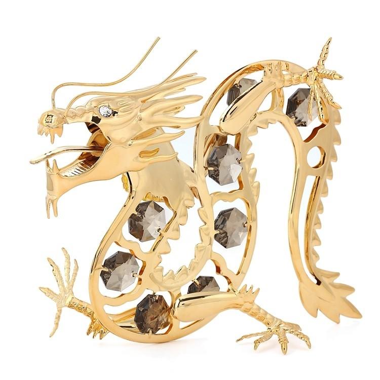 【極美品希少】スワロフスキー 祥龍　クリスタル ゴールドドラゴン金龍 縁起物 送料無料】【おまけ付】黄龍 金龍 置物 誕生日プレゼント 男性 女性