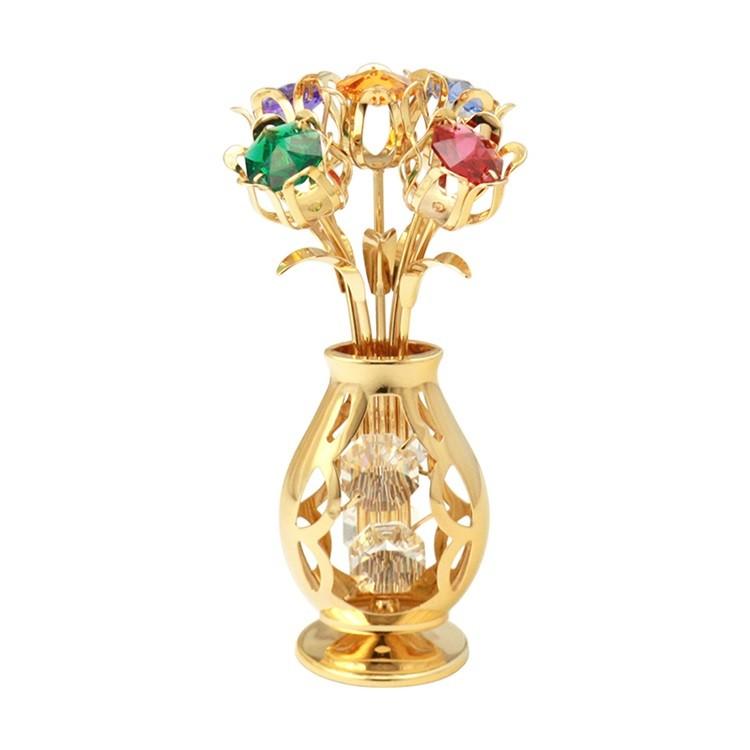 【送料無料】【おまけ付】花 置物 3 誕生日プレゼント フラワー ギフト 女性 母 お祝い 記念日 花ギフト 誕生日 スワロフスキー クリスタル | 