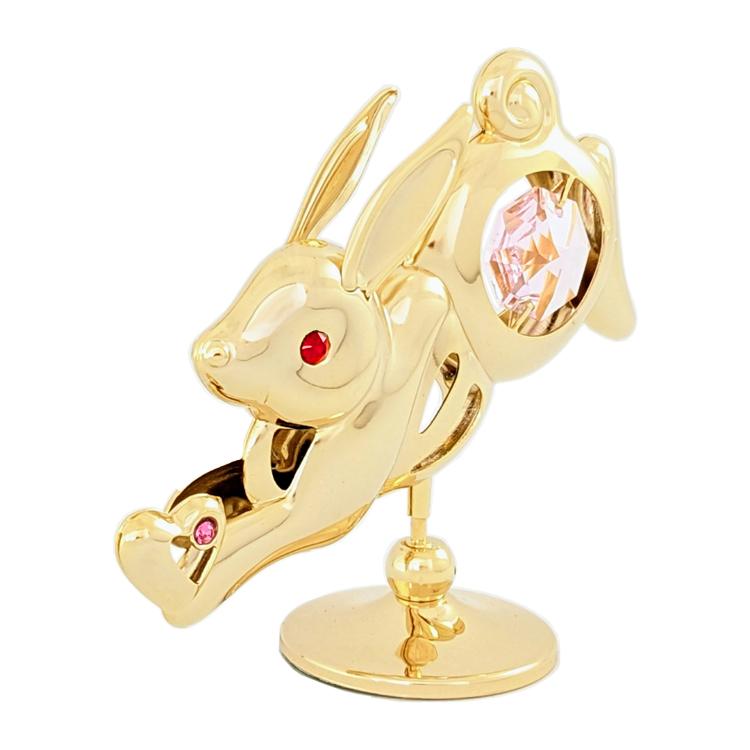 【送料無料】【おまけ付】跳ねウサギ 置物 誕生日プレゼント 女性 男性 うさぎ 兎 うさぎ年 兎年 スワロフスキー クリスタル |  | 01