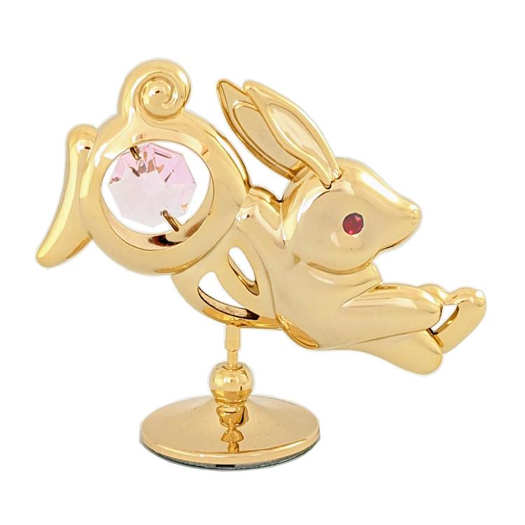 【送料無料】【おまけ付】跳ねウサギ 置物 誕生日プレゼント 女性 男性 うさぎ 兎 うさぎ年 兎年 スワロフスキー クリスタル |  | 03