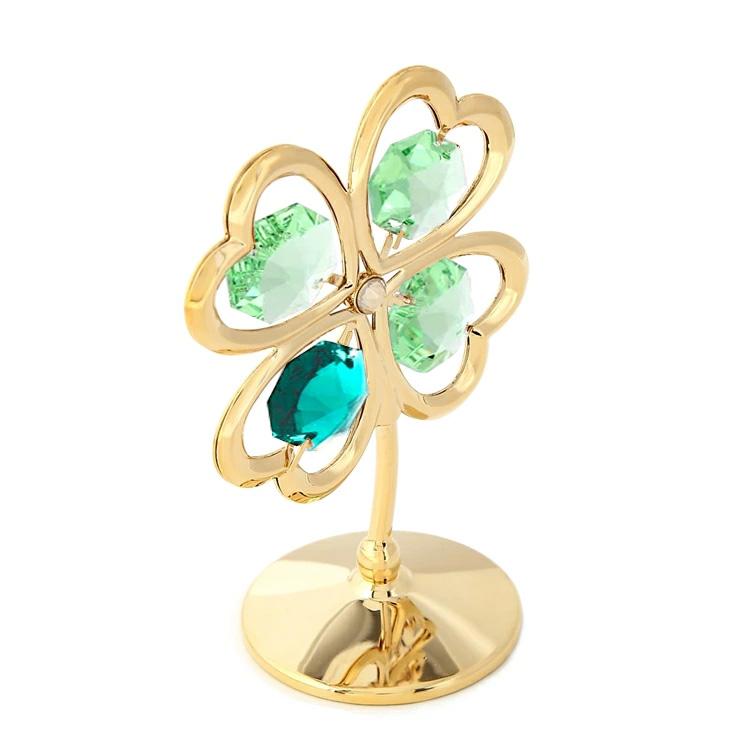 スワロフスキー クリスタルガラス 幸運を運ぶ四つ葉のクローバーの置物 新品未使用 スワロフスキー クリスタルガラス 幸運を運ぶ四つ葉のクローバーの置物