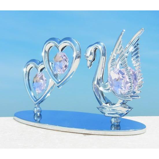 白鳥 二つの ハート 置物 誕生日 プレゼント ギフト 贈り物 女性 友達 結婚祝い 結婚記念 シルバー 高級 クリスタル Swan Double Pink Heart アンドロメダ 通販 Yahoo ショッピング