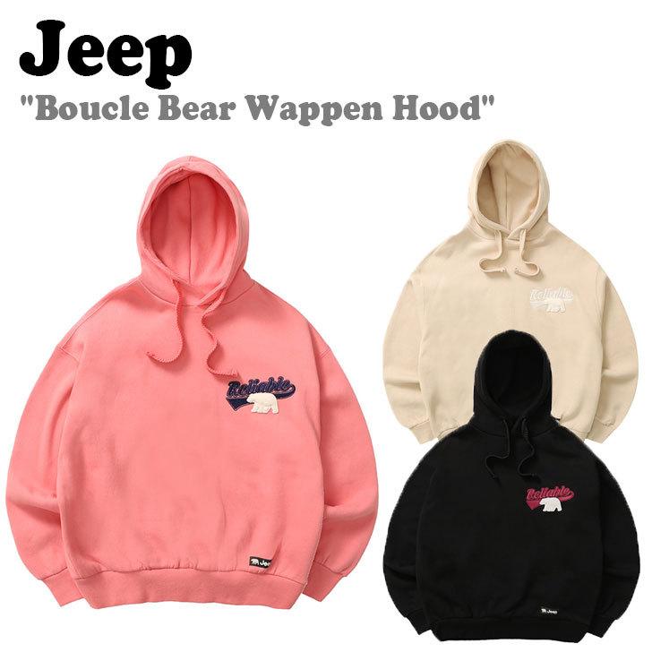 ジープ パーカ Jeep Boucle Bear Wappen Hood ブークレ ベアー ワッペン フーディー BEIGE ORANGE BLACK 裏起毛 JM5THF067OR/BK/BE ウェア