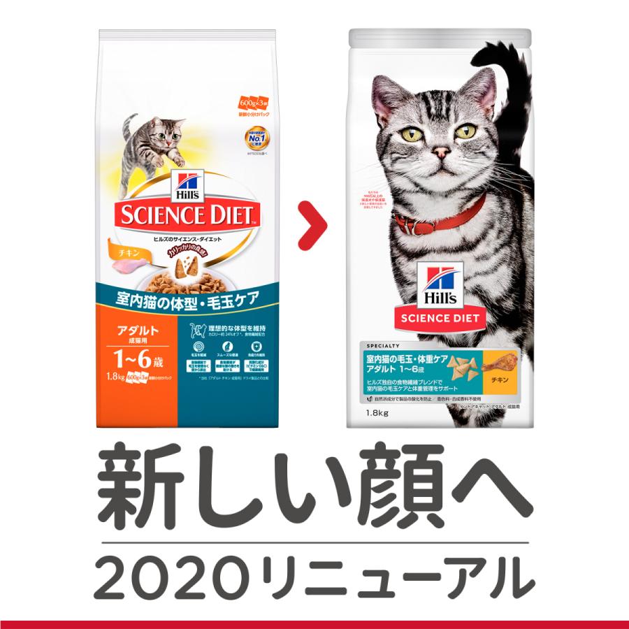 日本ヒルズ サイエンスダイエット 室内猫の毛玉 体重ケア アダルト チキン 1 6歳 成猫用 2 8ｋｇ アンディーマーブル 通販 Paypayモール