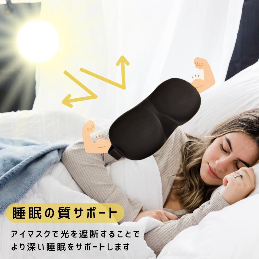 アイマスク 安眠 遮光 立体 睡眠 3D 立体構造 シルク質感 眼精疲労 リラックス 遮光 旅行  送料無料 | ブランド登録なし | 03