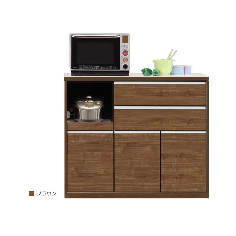 キッチンカウンター 食器棚 120 北欧 完成品 おしゃれ キッチン収納 間仕切り レンジ台 木製 引き出し 耐震ダボ キッチンボード | 未来商会 | 07