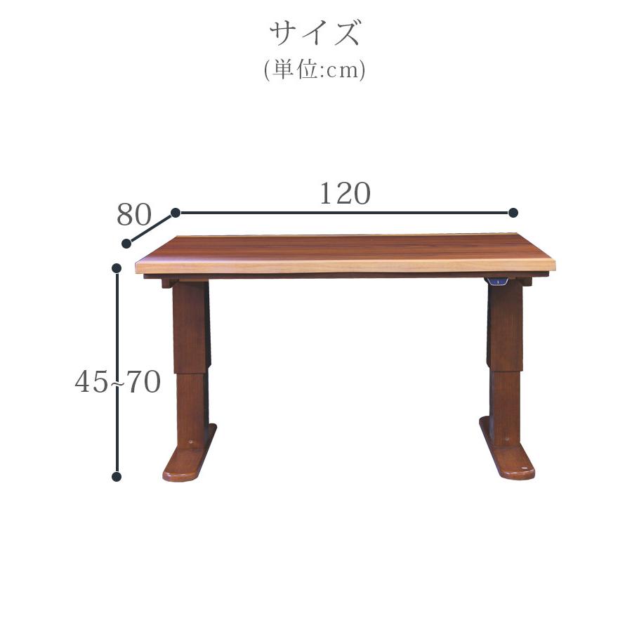 未来商会 こたつ ハイタイプ 長方形 120 電動昇降式 こたつテーブル 幅