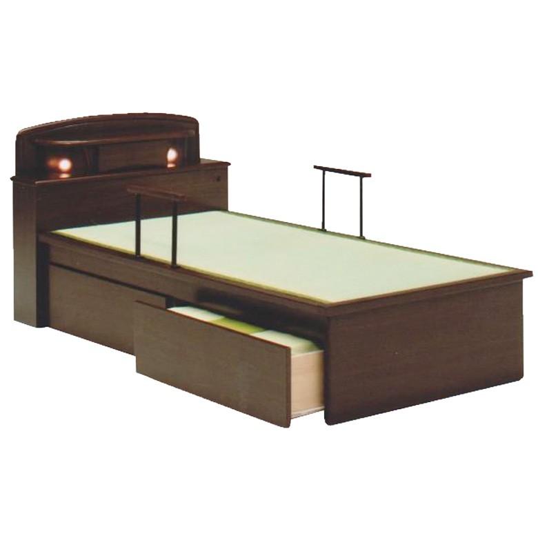 正規激安 ベッドフレーム 畳ベッド シングル 宮付き 手すり 2本付き たたみベッド 防虫 防カビ 畳 ライト付 シングルベッド 引出し 2杯 木製ベッド 送料込 Www Htsstlucia Org