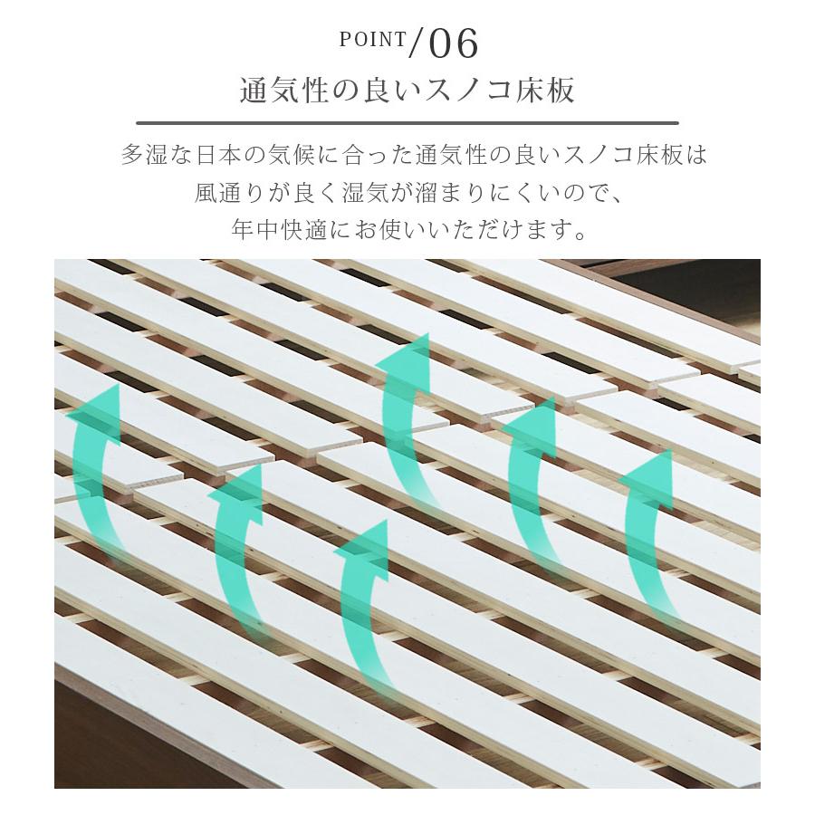 クイーンベッド フレームのみ ベッドフレーム 幅160cm おしゃれ 北欧 高さ調整 2段階 クイーン ベッド コンセント付き LEDライト付き