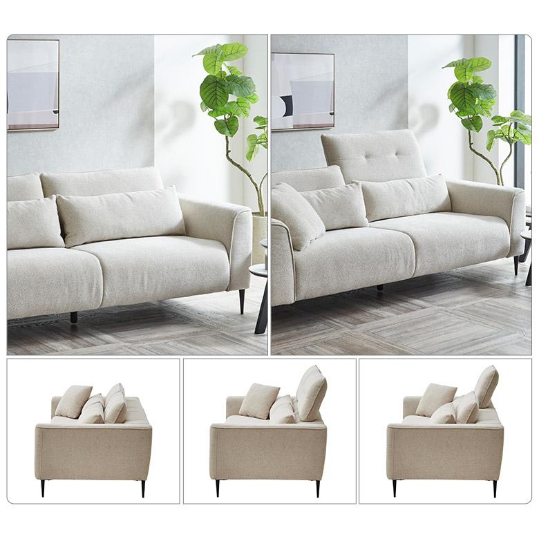 3人掛けソファ 2way 幅198cm ハイバックソファ クッション付き