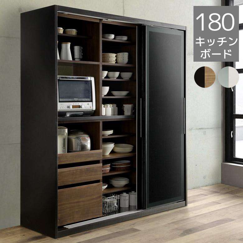 未来商会 キッチンボード 180cm幅 食器棚 レンジ台 完成品 未来商会 キッチンボード 180cm幅 食器棚 レンジ台 完成品