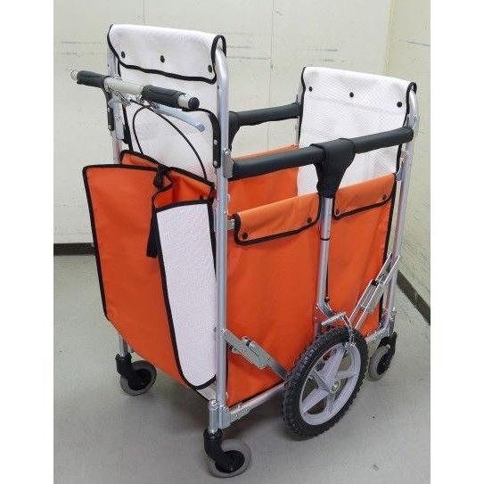 大型ベビーカー：避難車：立ち乗りワゴン ミニミニ 防災生地 仕様