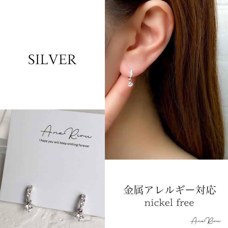 049P【高品質✨】2連風フープピアス　GD　石付き　揺れる　シンプル　小さめ シンプルフープピアス】ピアス フープ つけっぱなし シンプル