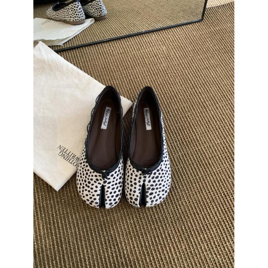 足袋パンプス レディース 水玉 ドット柄 バレエシューズ ぺたんこ