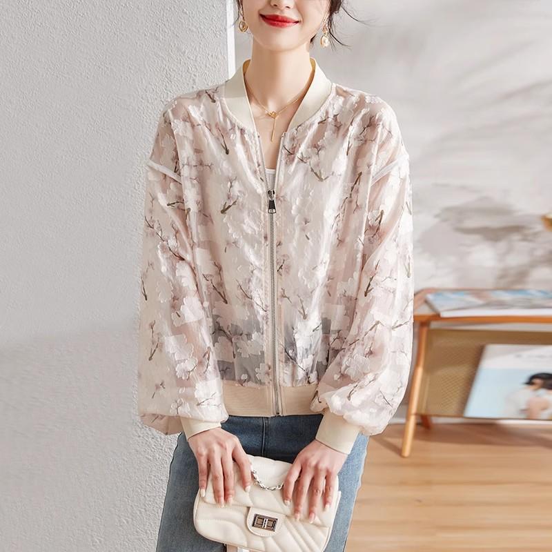 美品】レオナールスポーツ シースルー ブルゾン ジャケット 花柄