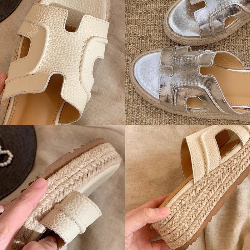 厚底サンダル レディース ウェッジソール エスパドリーユ ミュール ジュートサンダル 6cmヒール 歩きやすい 美脚 夏 リゾート ビーチの画像