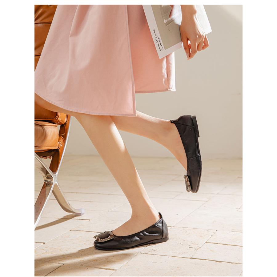 パンプス フラットシューズ ビジュー スクエアトゥ ぺたんこ 柔らかい