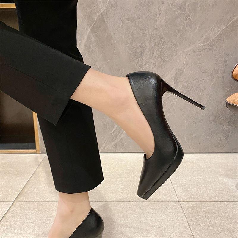パンプス ハイヒール レディース ピンヒール 10cm ポインテッドトゥ 美脚 脚長 厚底 ストーム オフィス 通勤 OL 結婚式 春 夏