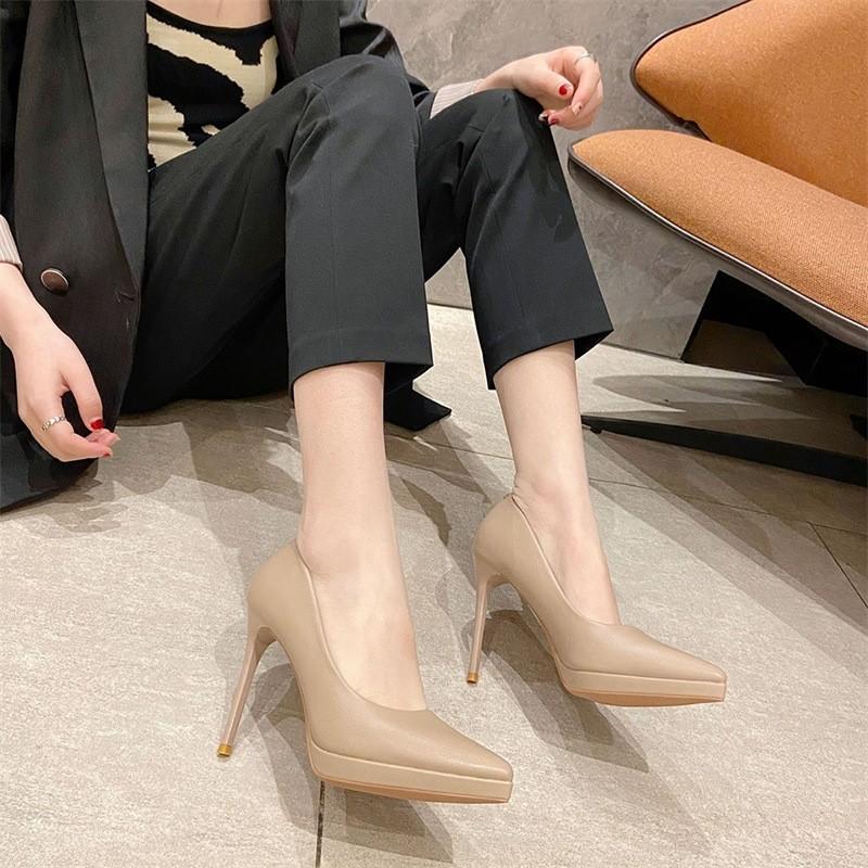 パンプス ハイヒール レディース ピンヒール 10cm ポインテッドトゥ 美脚 脚長 厚底 ストーム オフィス 通勤 OL 結婚式 春 夏