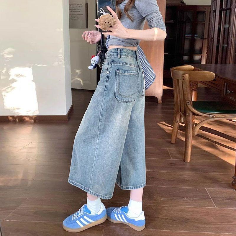 ハイウエスト ワイド デニム パンツ レディース ゆったり ジーンズ