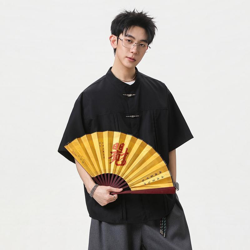 極美品 KENZO リネンシャツ マオカラー チャイナ ヴィンテージ エルカ期 半袖シャツ メンズ チャイナシャツ スタンドカラー カジュアル
