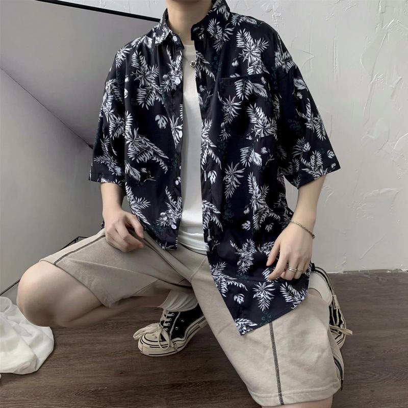 シャツ アロハシャツ メンズ 半袖 オーバーサイズ ボタニカル柄