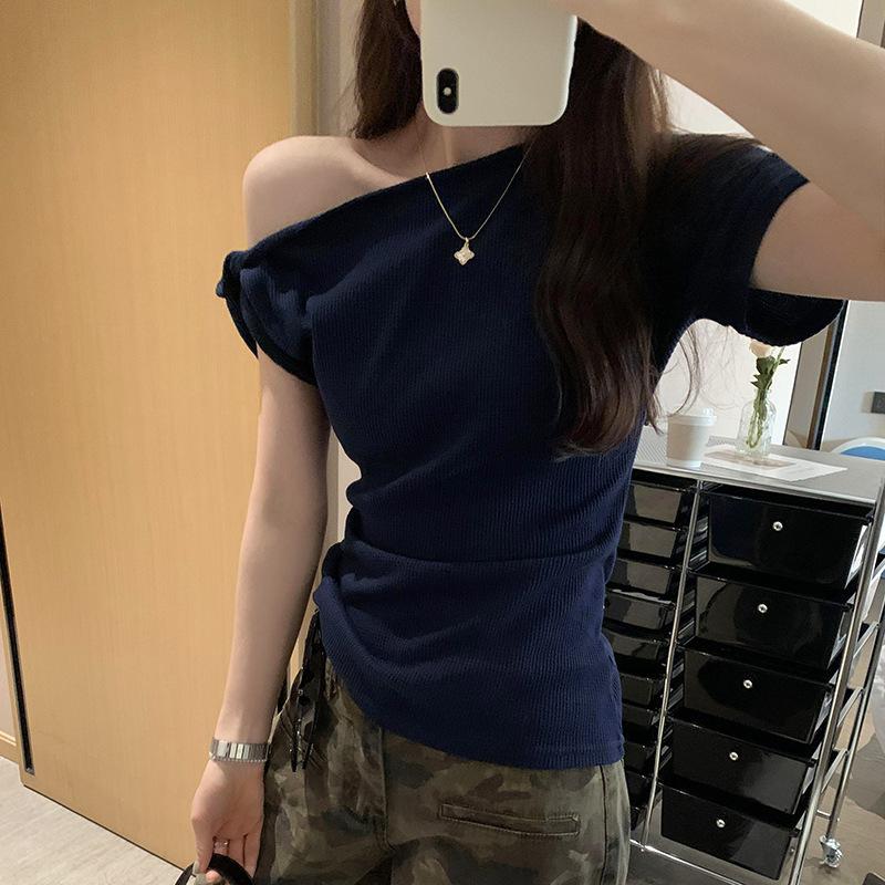 ワンショルダー Tシャツ レディース トップス アシンメトリー 肩出し