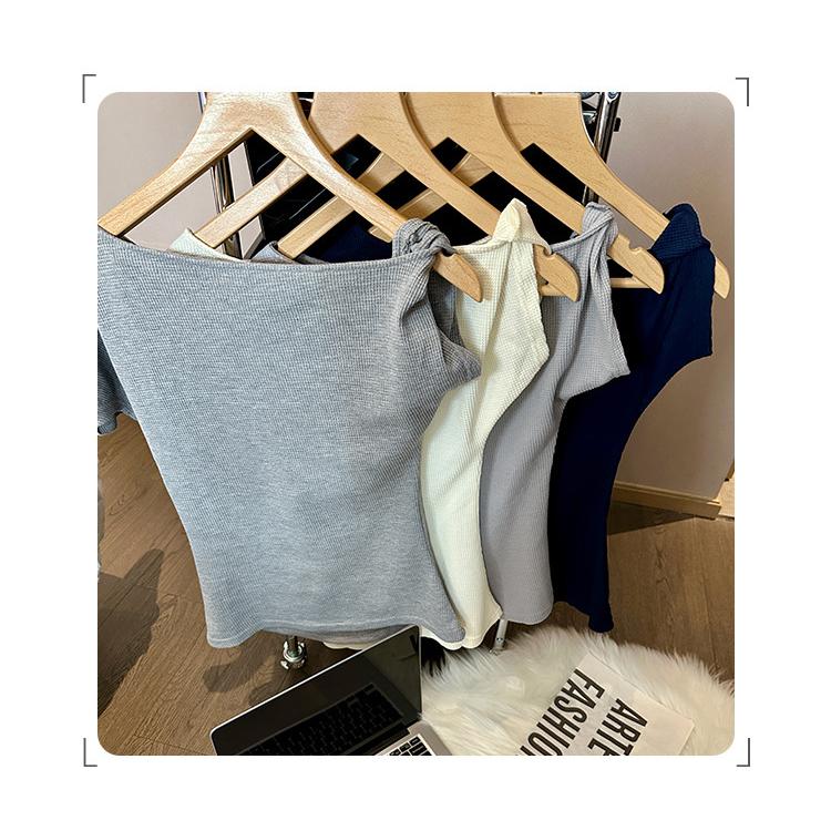 ワンショルダー Tシャツ レディース トップス アシンメトリー 肩出し