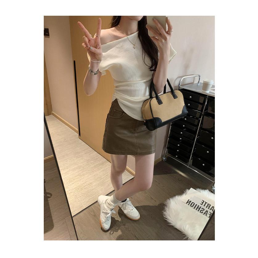 ワンショルダー Tシャツ レディース トップス アシンメトリー 肩出し