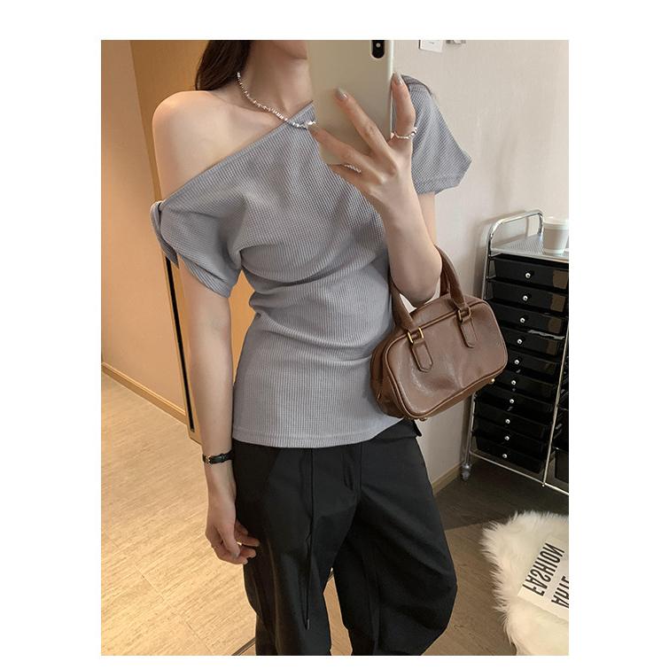 ワンショルダー Tシャツ レディース トップス アシンメトリー 肩出し