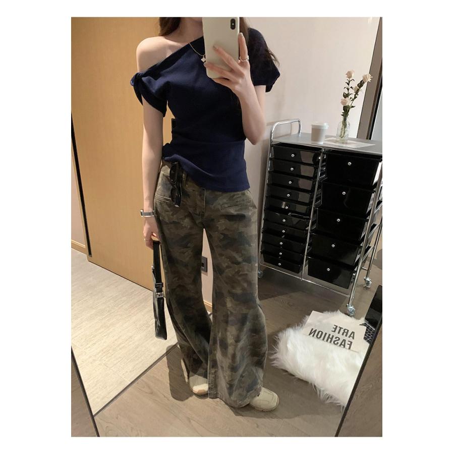 ワンショルダー Tシャツ レディース トップス アシンメトリー 肩出し