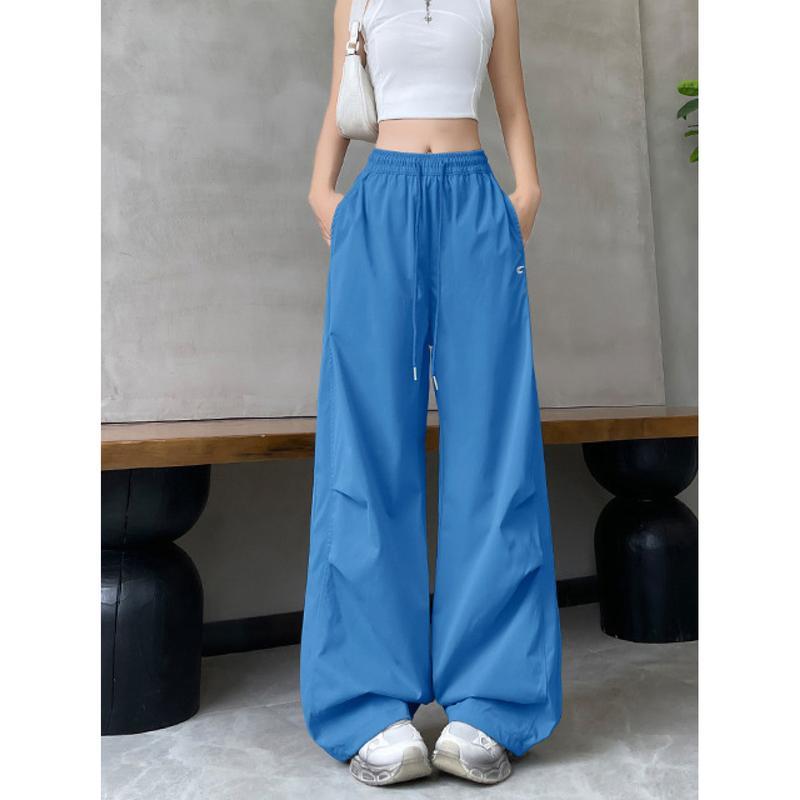 パラシュートパンツ レディース ワイドパンツ ハイウエスト ストリート