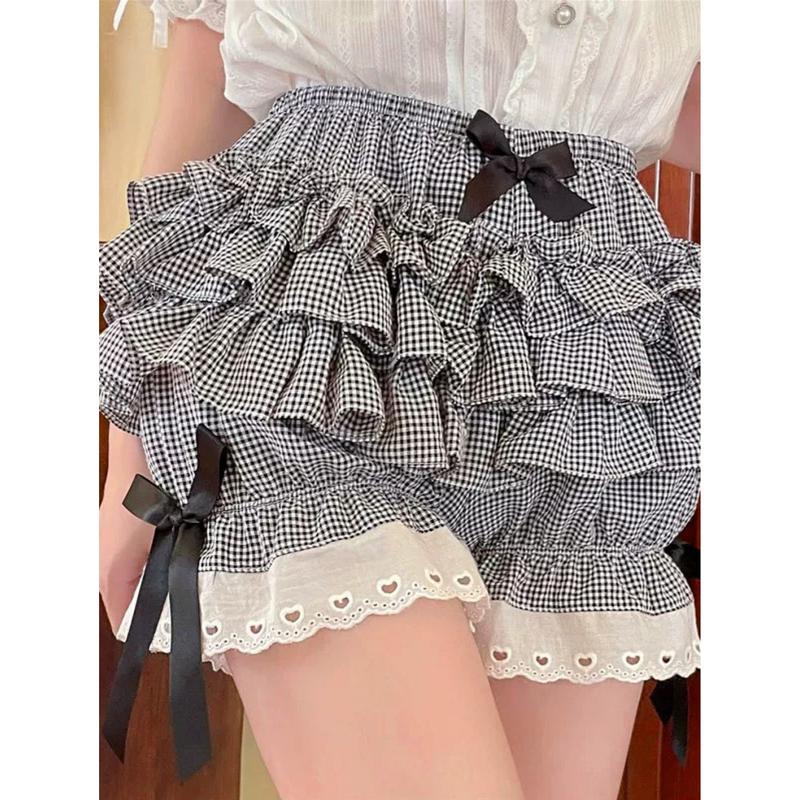 かぼちゃパンツ レディース 地雷系 量産型 ギンガムチェック ショート